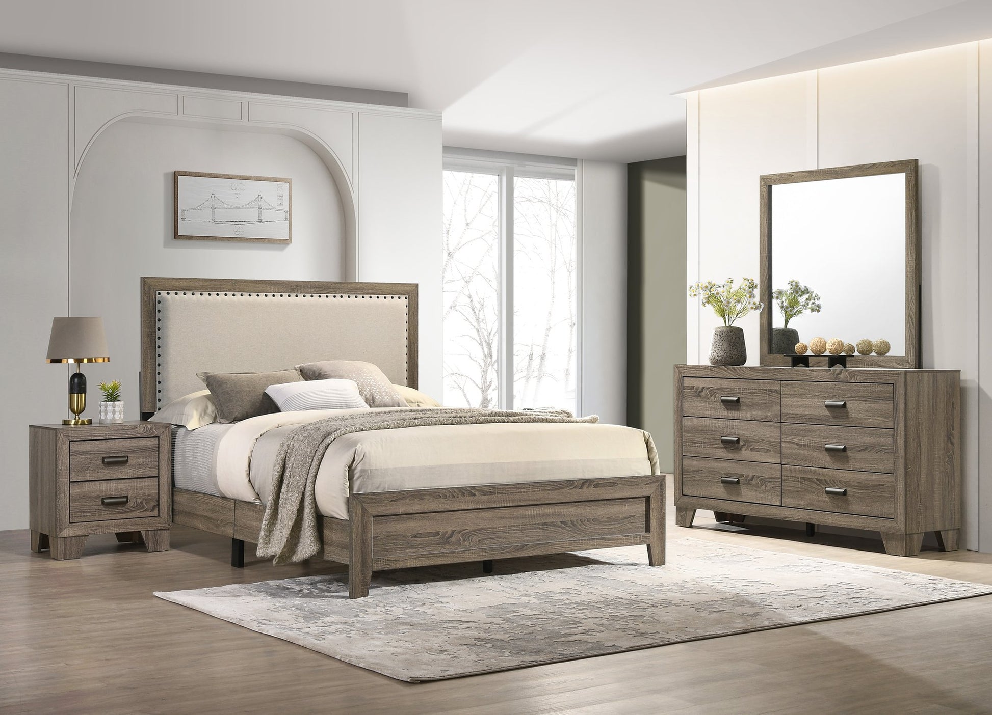 MILLIE UPHOLSTERY BED ONE BOX -GREY