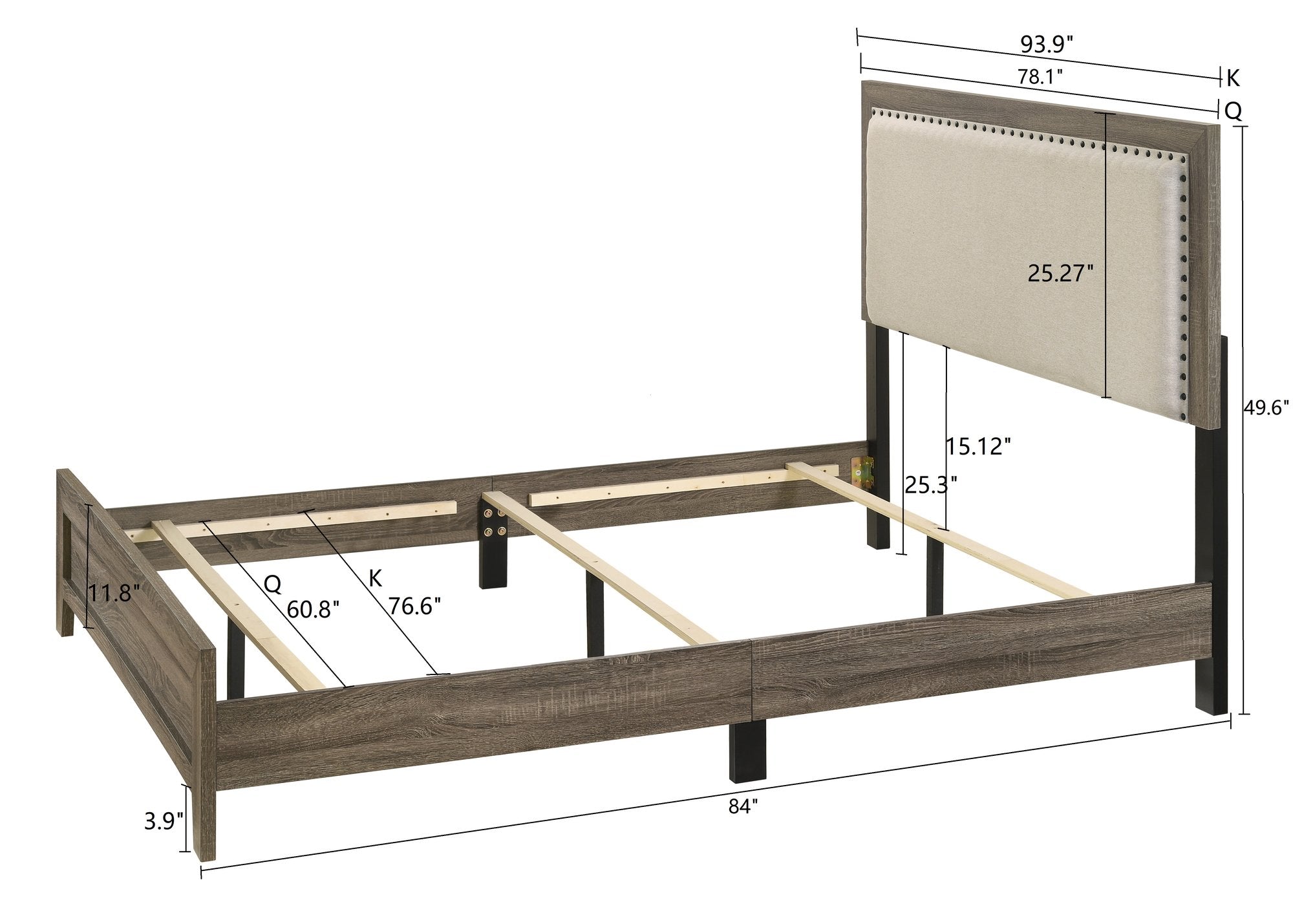 MILLIE UPHOLSTERY BED ONE BOX -GREY