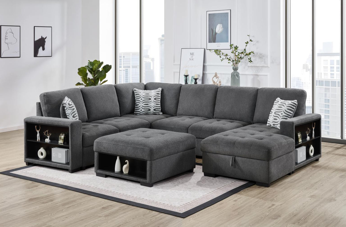 Gray 3-Piece Sectional with USB (Type A+C)