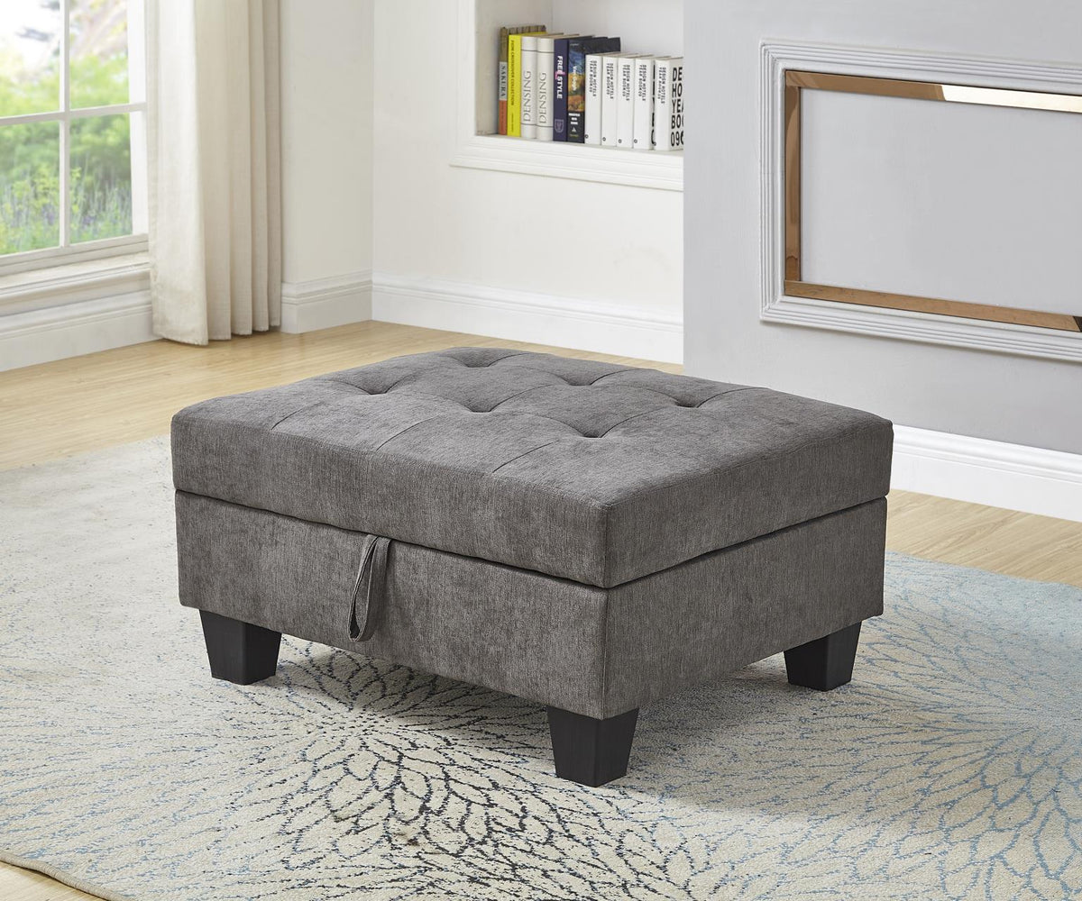 Gray Fabric Ottoman