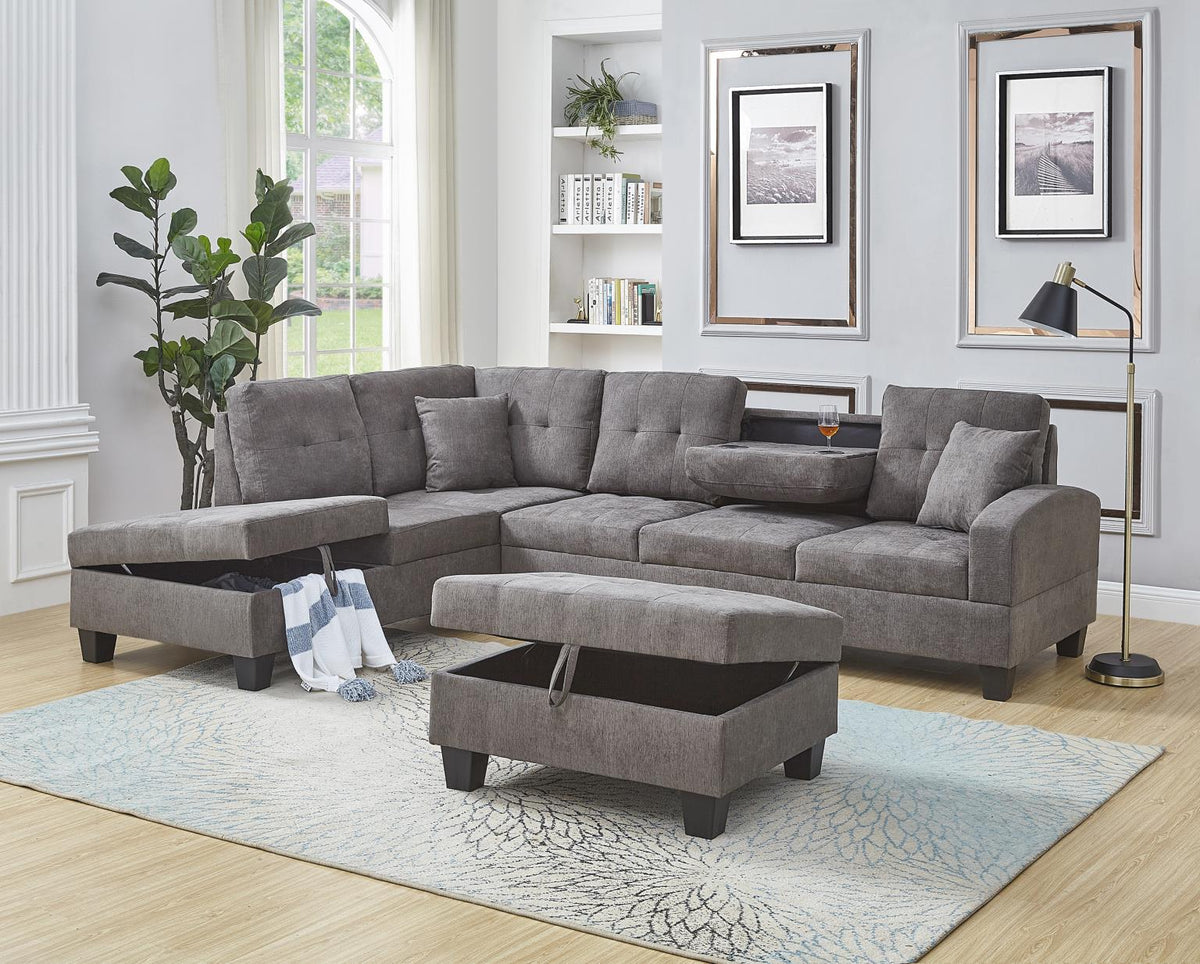 Gray Fabric 2-Piece Sectional
